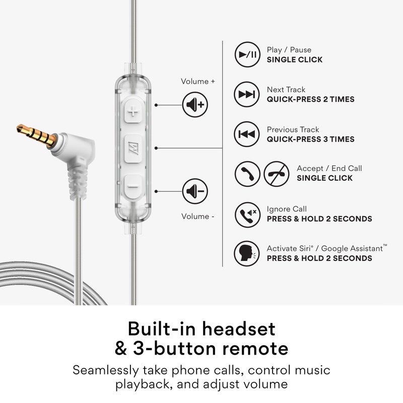 MEE audio M6 Sport Wired Earbuds, in Ear Headphones, 3-Button Remote, Sweatproof Earphones for Running/Gym/Workouts with Memory Wire Earhooks, Headset Microphone, 3.5mm Jack Plug (Clear) - Image 5