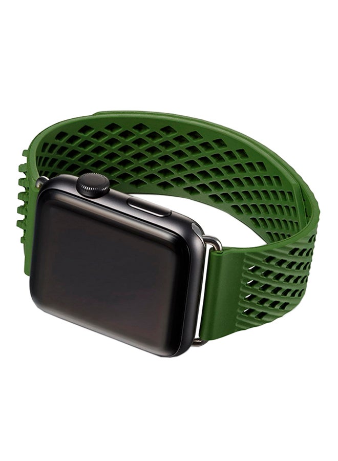 ISank Milanese Loop Replacement Strap For Apple Watch Series 3/2/1 Army Green - Image 4