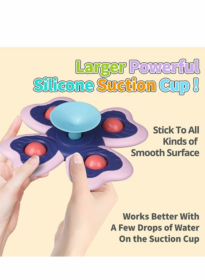 SYOSI - Baby Spinner Toy with Suction Cup 3 Pack Baby Bath Toys Cartoon Spinning Suction Toys - Image 1