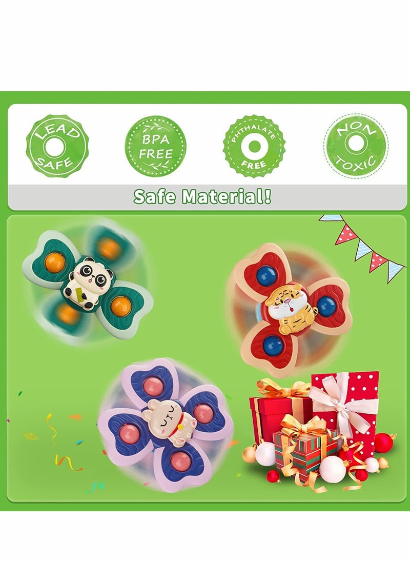 SYOSI - Baby Spinner Toy with Suction Cup 3 Pack Baby Bath Toys Cartoon Spinning Suction Toys - Image 1