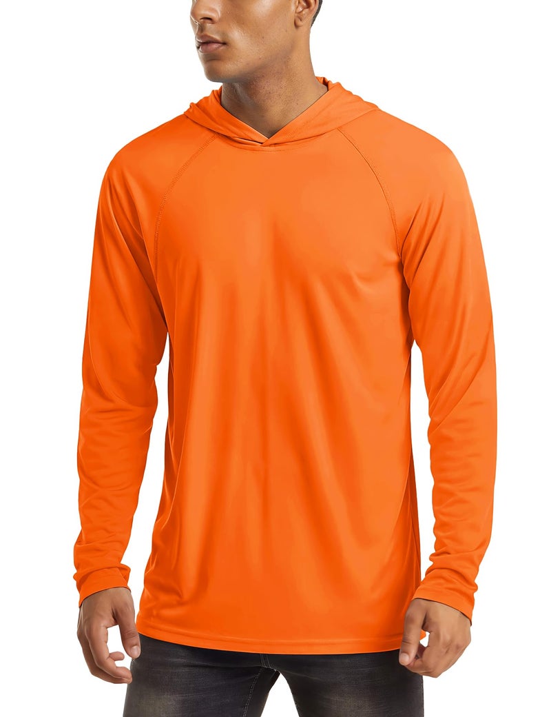 MAGCOMSEN Men's UPF 50+ Hooded Long Sleeve Shirt for Fishing, Hiking & Workout - Orange - Image 1