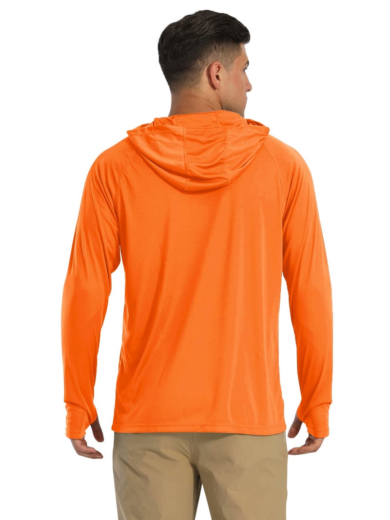 MAGCOMSEN Men's UPF 50+ Hooded Long Sleeve Shirt for Fishing, Hiking & Workout - Orange - Image 2