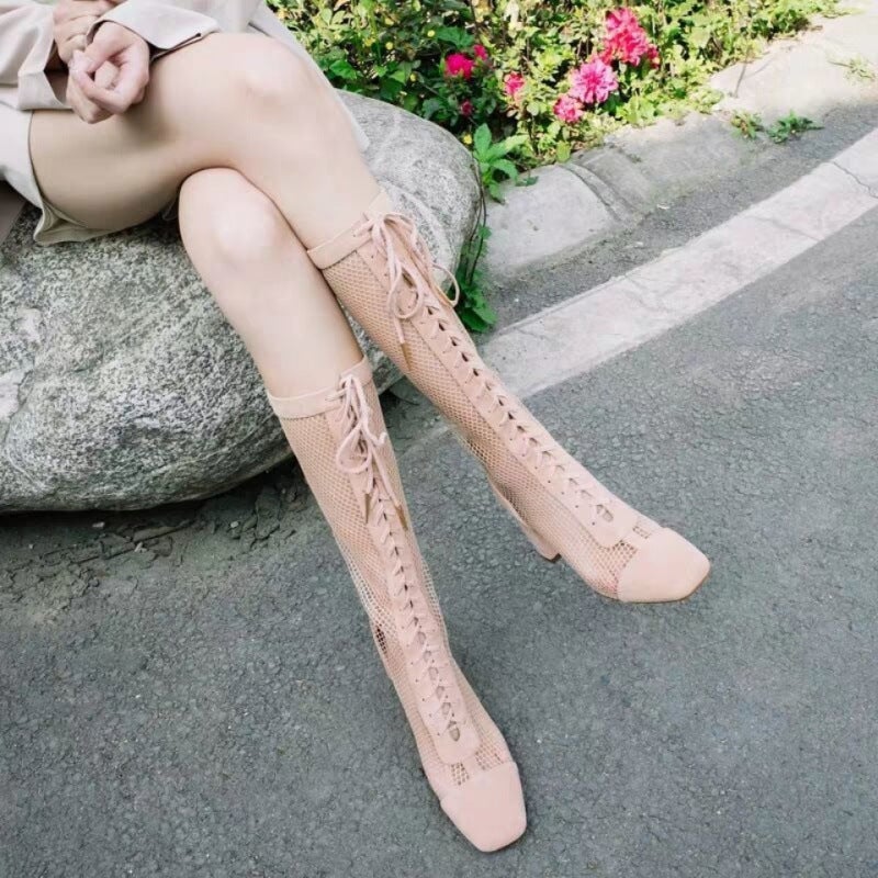 أحذية طويلة شائعة على الإنترنت للنساء، أحذية رقيقة باردة، كعب متوسط، كعب سميك، أحذية قصيرة للنساء، كعب عالي جديد، أحذية نسائية عصرية - Image 2