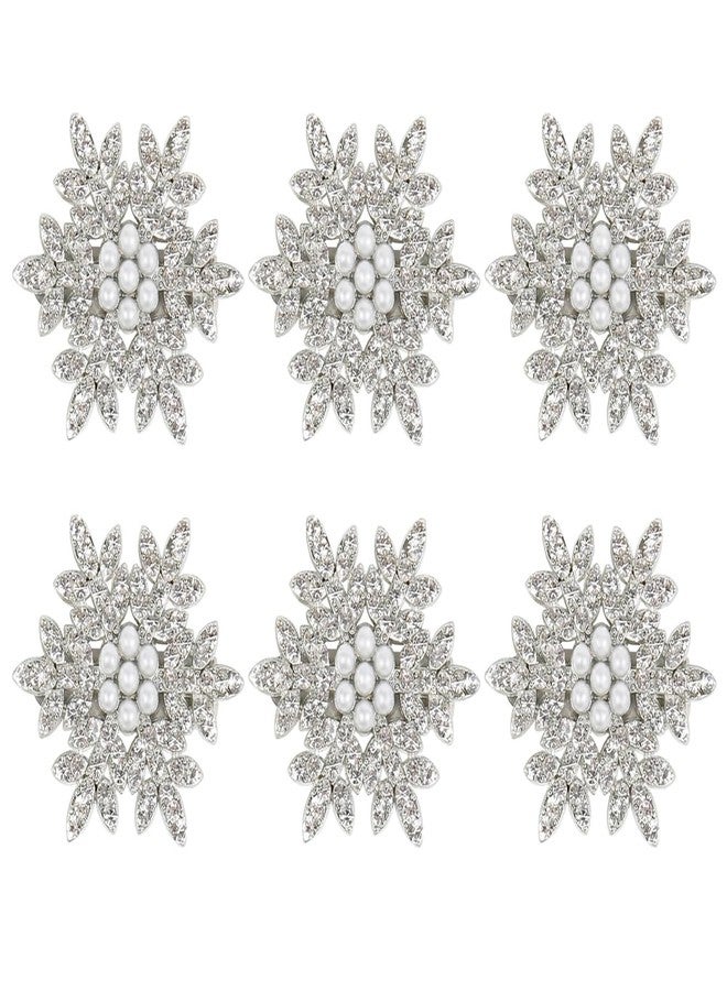 Penta Angel Snowflake Hair Clips 6Pcs Small Sparkly Christmas Rhinestone Pearl Hair Barrette Hairpins Accessories for Women (6, 3 cm) - Image 1