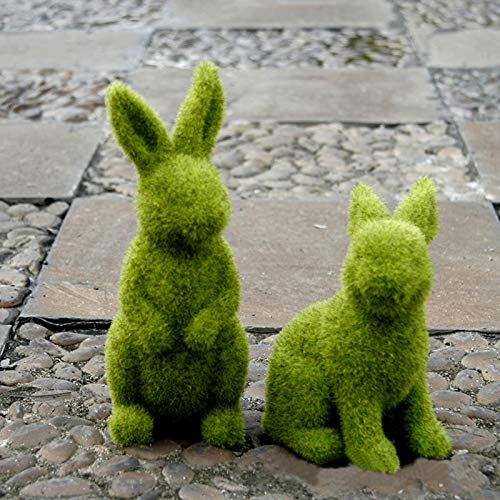 Zensounding Decorative Decorations for Easter Bunny Gifts, Moss Green Flocking Sculpture, Garden Courtyard Family Gathering Celebration Decorations (Small 2PCS Standing+Sitting) - Image 4