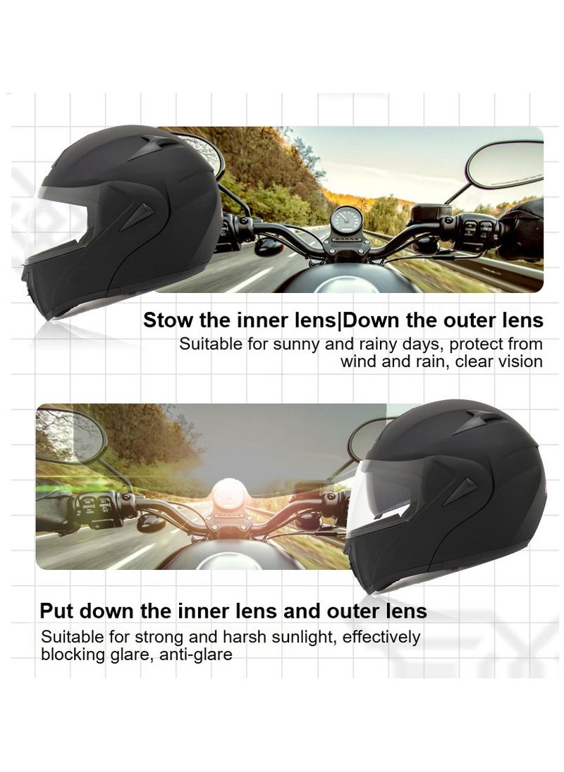 Generic Motorcycle Helmet Full Face Multipurpose Racing Helmet Unisex Matte Black Mirror  - Image 3