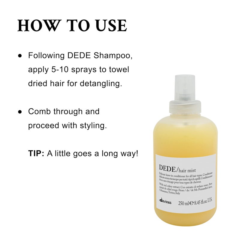 Davines DEDE Hair Mist, Lightweight Leave-In Conditioner, Moisturize While Adding Shine, Adds Combability To Fine Hair, 8.45 Fl. Oz. - Image 4