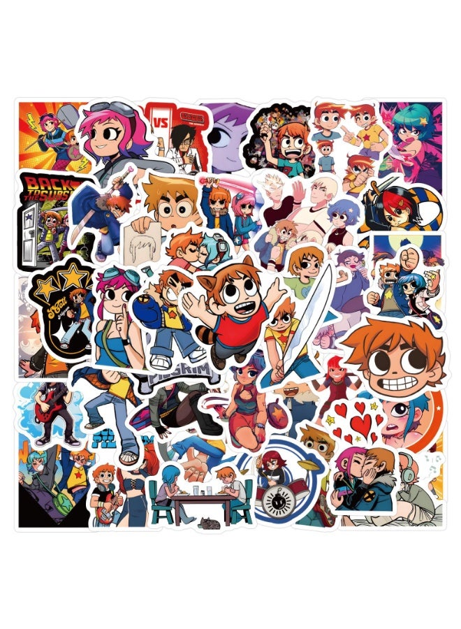 NIBEMINENT 55 Pcs Scott Pilgrim Deco Kit Waterproof Stickers, High Definition Printing Bright Colors, Suitable for Laptop Skateboard Luggage Water Bottle Guitar DIY - Image 2