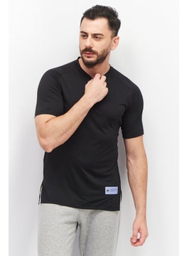 Men Sportwear Fit Crew Neck Brand Logo T-Shirt, Black