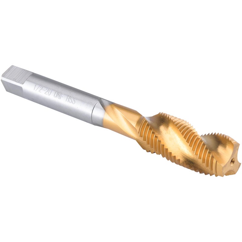 Burkit 1220 UNF Spiral Flute Tap HSS Titanium Coated Spiral Flute Plug Threading Tap 12 x 20 UNF