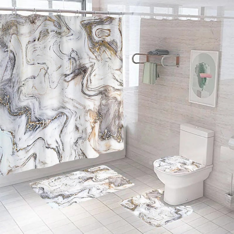 Bluejw Printed Polyester Shower Curtain Set for Bathroom  Cheap Elegant Polyester Print Shower Curtain With 12 Button Holes - Image 4