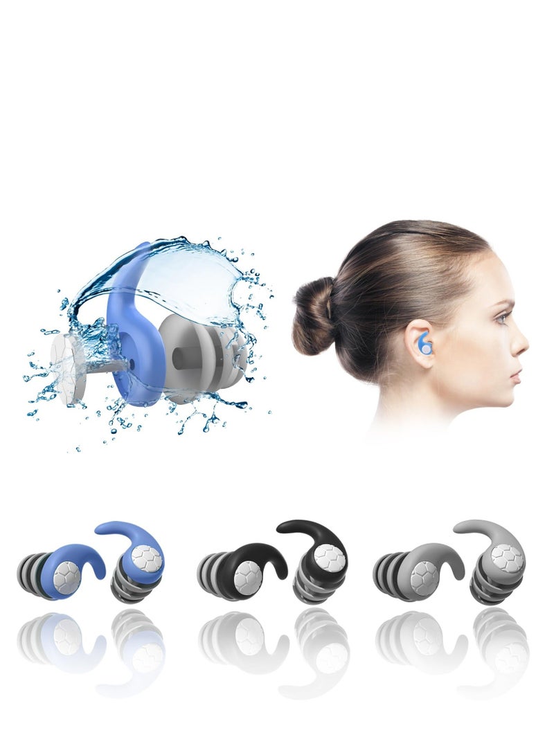 Y&D Swimming Ear Plugs Waterproof Earplugs - 3 Pairs Silicone Reusable Swim for Adult Kids, Water Sports Showering, Bathing, Surfing Keep Out. - Image 1