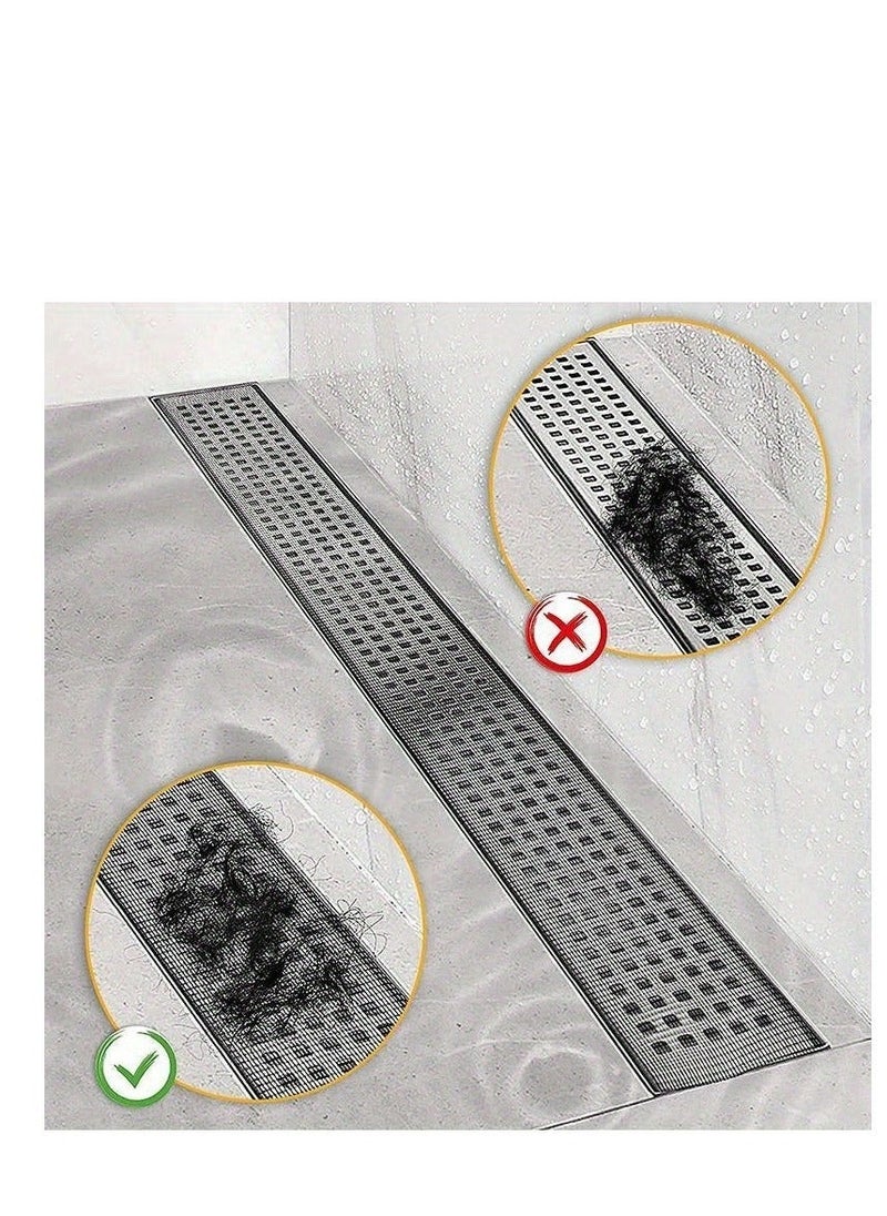 1 Roll 196.85inch Cutable Shower Drain Hair Catcher, Self-Adhesive Floor Drain Stickers, Disposable Mesh Sink Strainer Filter For - Image 3