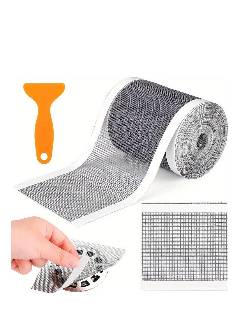 1 Roll 196.85inch Cutable Shower Drain Hair Catcher, Self-Adhesive Floor Drain Stickers, Disposable Mesh Sink Strainer Filter For - Image 2