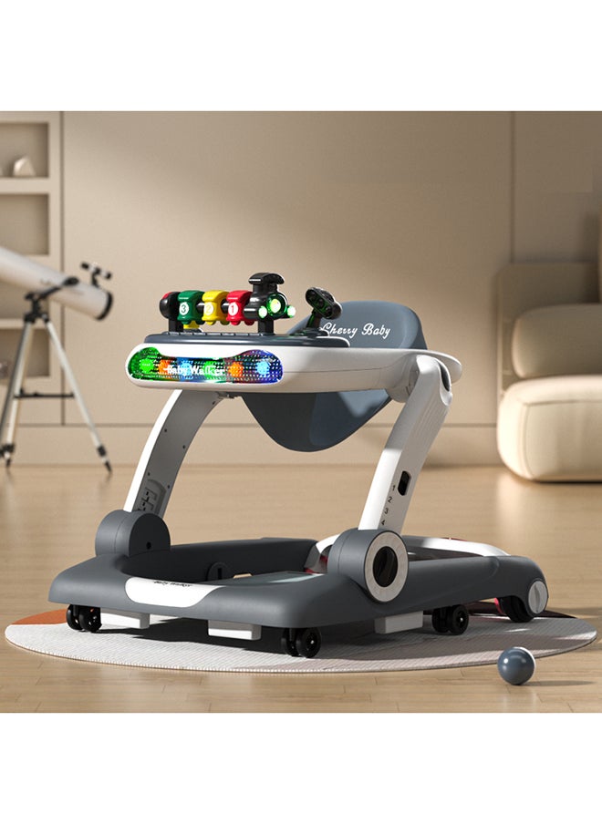 kiddoz Multifunction Anti-O Shaped Leg Newborn Baby Walkers with Music Lights and Wheels - Gray  - Image 1