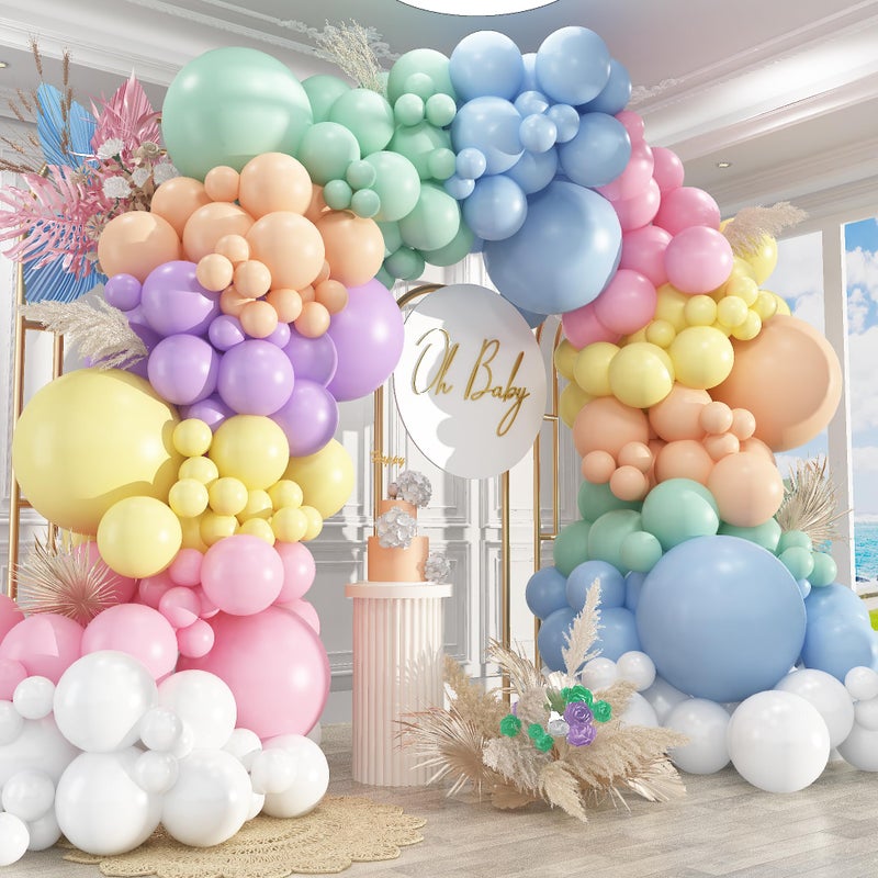 PAXILE 412pcs Pastel Balloon Garland Arch Kit 18 12 10 5 Inch Different Sizes Macaron Assorted Colors Balloon Latex Colorful Balloons for Baby Shower Girls Birthday Wedding Easter Rainbow Party Decoration - Image 1
