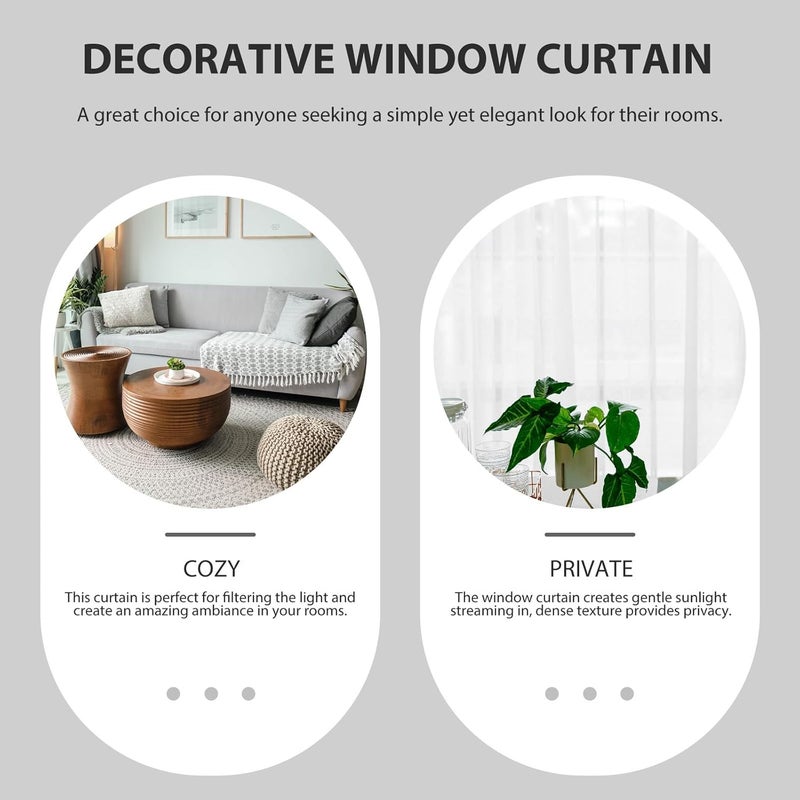Plain White Rod Pocket Window Drape Panel 132x46 Inch, Solid Color Practical Curtain for Kitchen and Dining Room, Simple Style Window Decor Panel - Image 3