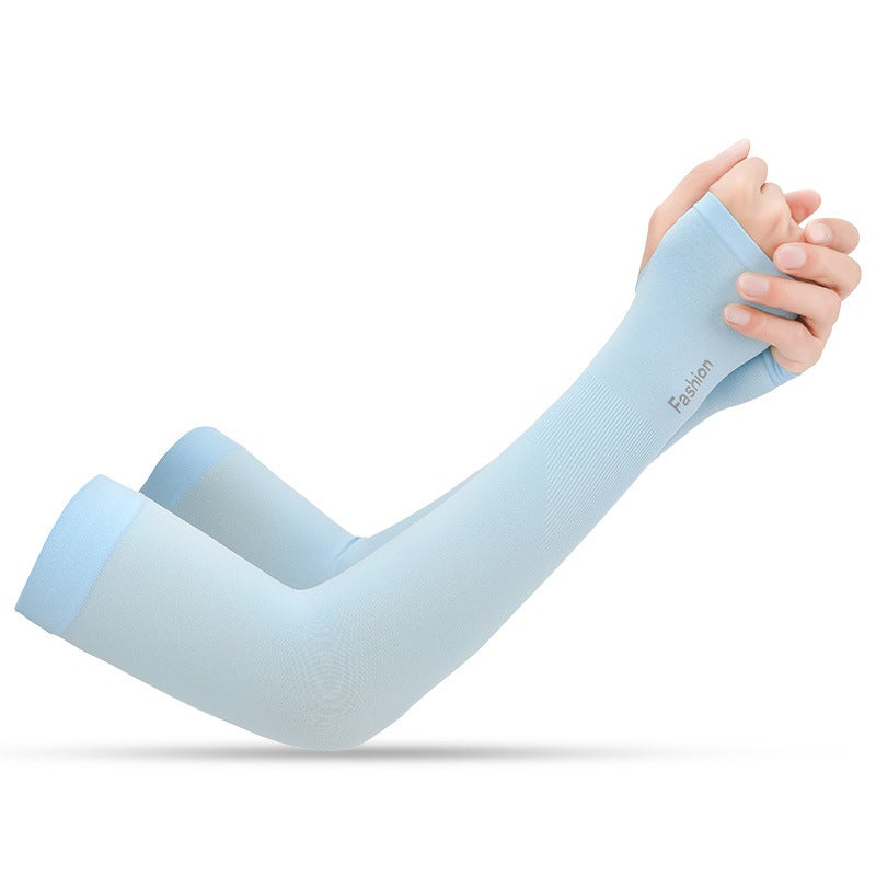 Unisex Ice Silk Sun-Protective Arm Sleeves for Summer Sports HB04 [Set of fingers] Sky Blue [Set of fingers] Sky Blue