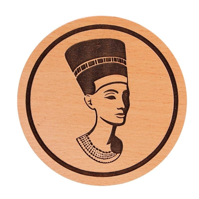 Nefertari 1 Logo Laser Engraved 9.5cm Diameter Wooden Coaster