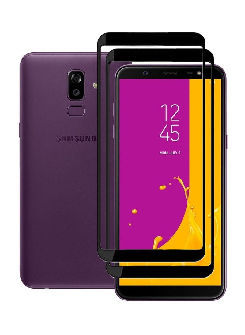 AINA 2 Pieces Tempered Glass Screen Protector 5D Designed For Samsung Galaxy J8 Full Glue Edge to Edge Full Screen Coverage And Bubble Free - Image 1