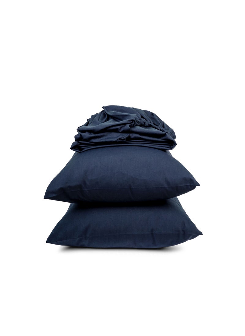 Home of linens طقم شرشف مثبت أزرق داكن 200x200  - Image 1