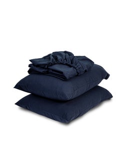 Home of linens طقم شرشف مثبت أزرق داكن 200x200  - Image 2