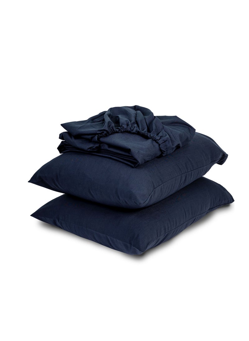 Home of linens طقم شرشف مثبت أزرق داكن 200x200  - Image 2