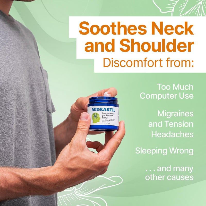 Basic Vigor Migrastil Neck & Shoulder Cream. Cooling Comfort for Migraines, Tech Neck & Tension. (4 oz.) Made in The USA. - Image 5
