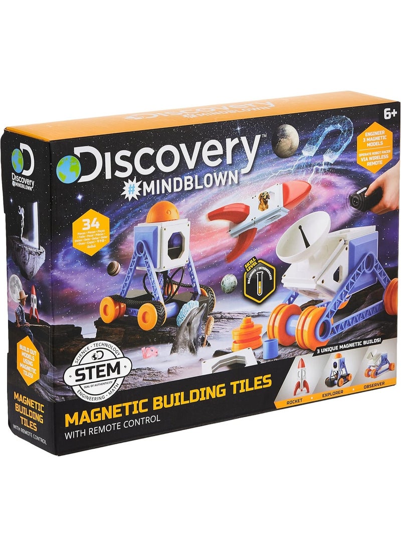 Discovery Mindblown Magnetic Building Tiles With Remote Control – 34‑Piece Set - Image 1