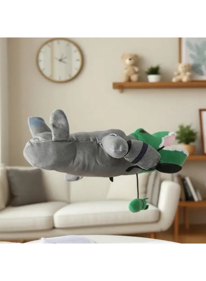 Gray Airplane Plush Toy Moving Wings Landing Gear Soft Doll Gift For Enthusiasts - Image 4