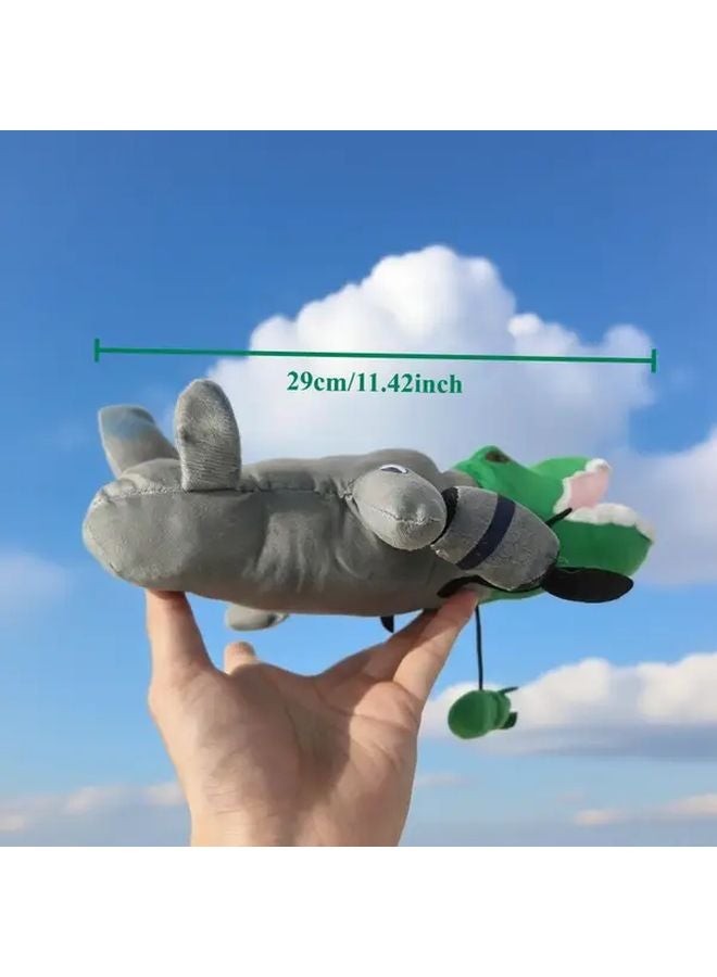 Gray Airplane Plush Toy Moving Wings Landing Gear Soft Doll Gift For Enthusiasts - Image 3