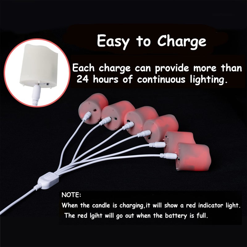 FPOO Rechargeable Flameless Votive Candles with Timer & Remote, 12pcs Flickering LED Tea Lights Candles with 2 USB Charging Cables, Warm White Light Electric Fake Candle for Home, Christmas Festival Decor - Image 4