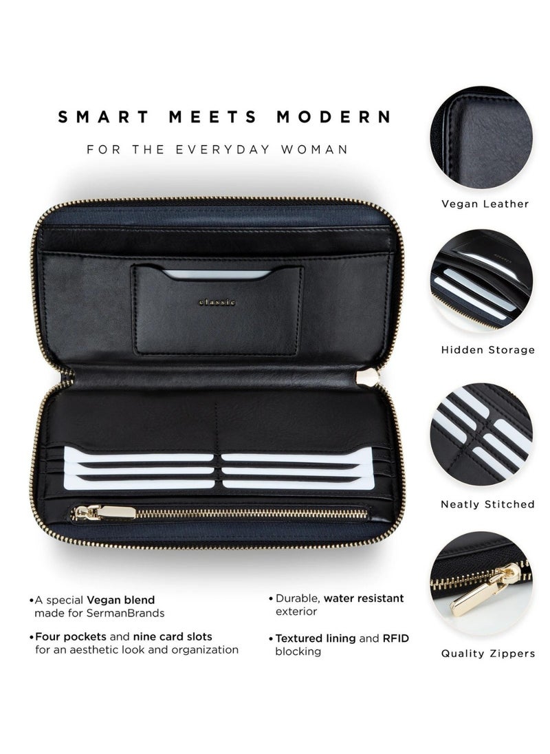 سيرمان براندز محفظة سيرمان Classic Clutch الجلدية متعددة المنافذ من Serman - لون اسود  - Image 3