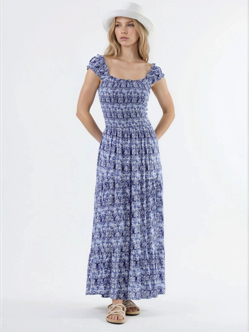 BUSEM Paisley Print Maxi Dress with Square Collar - Image 3
