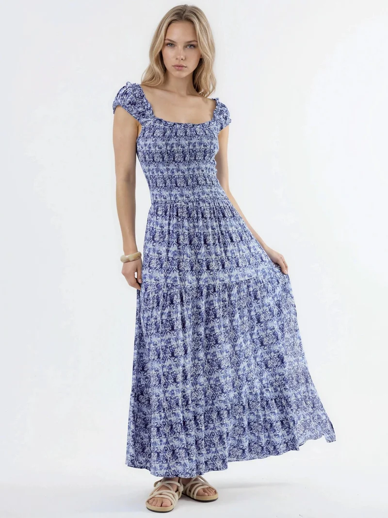 Busem BUSEM Paisley Print Maxi Dress with Square Collar