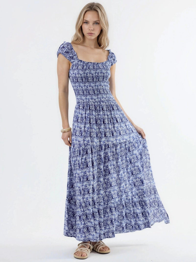 BUSEM Paisley Print Maxi Dress with Square Collar - Image 2