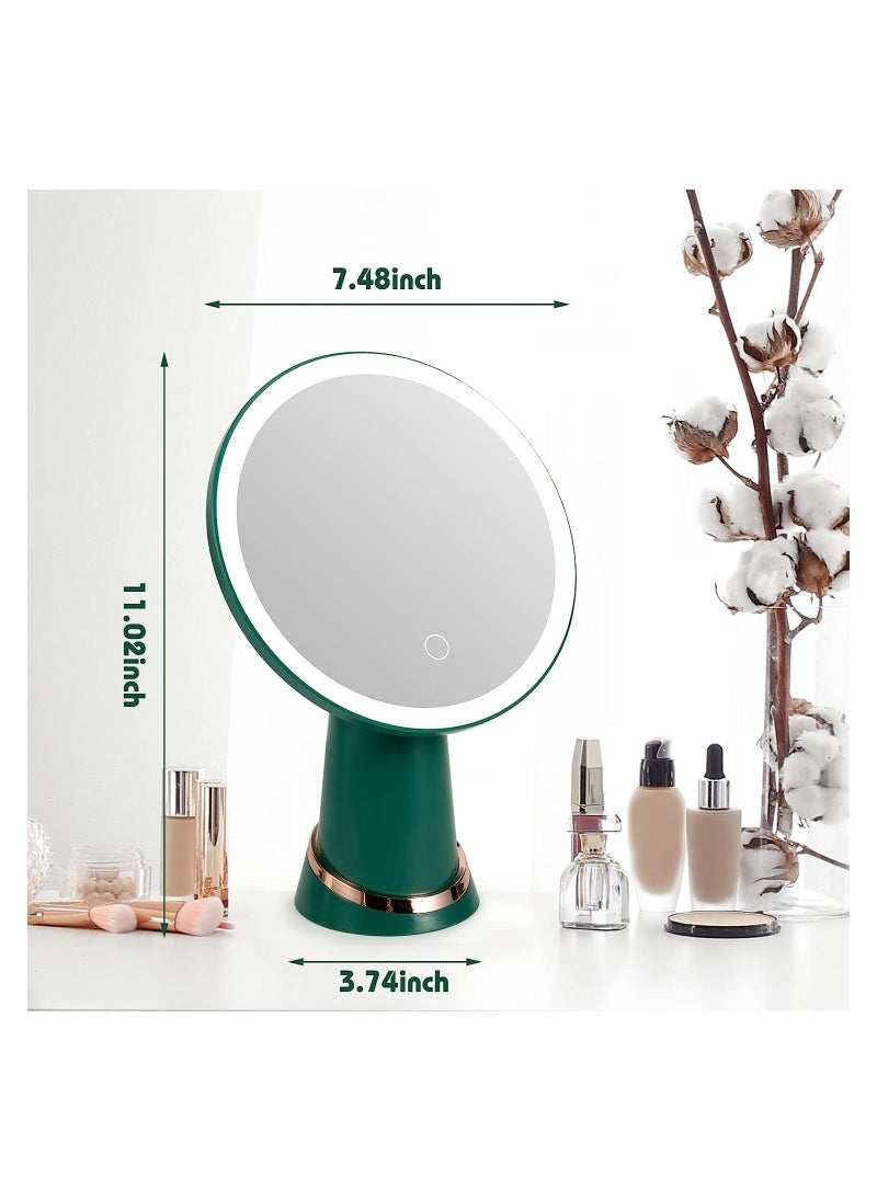Y&D High Definition Makeup Mirror with Adjustable Lights, 3 Color Setting LED Vanity Desk Mirror, 90° Rotation Rechargeable Make up 7.7" , Green  - Image 5