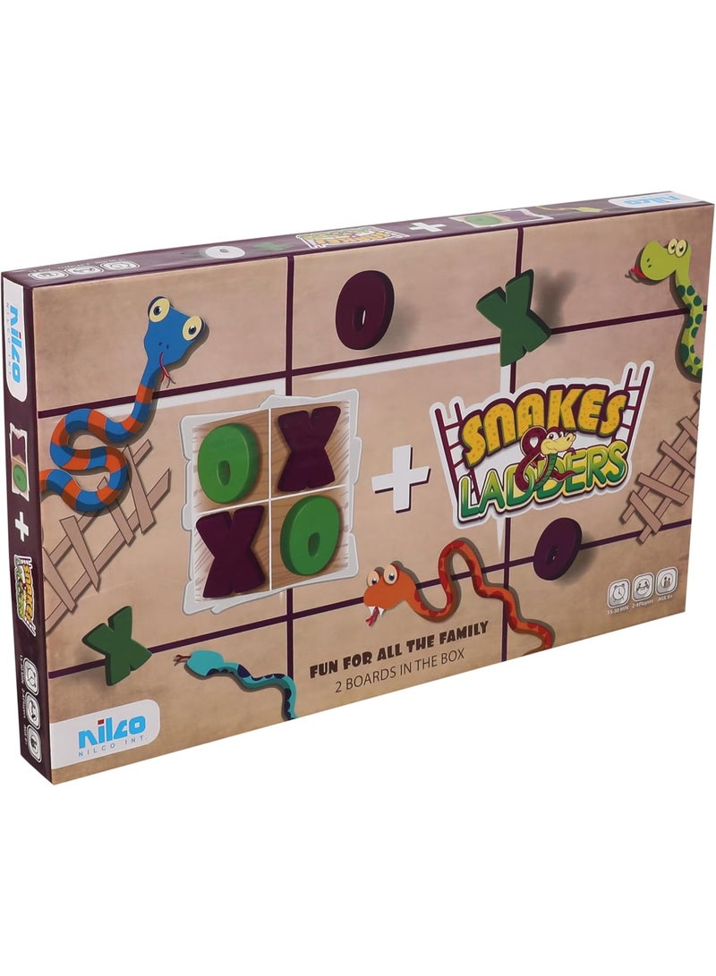 NILCO Snakes and Ladders and XO Board Game - Image 1