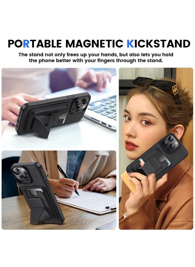 MYK Wallet Case Compatible with iPhone 14, Leather Case with Card Holder, Magnetic Detachable Card Slot with Stand (Navy Blue) - Image 5