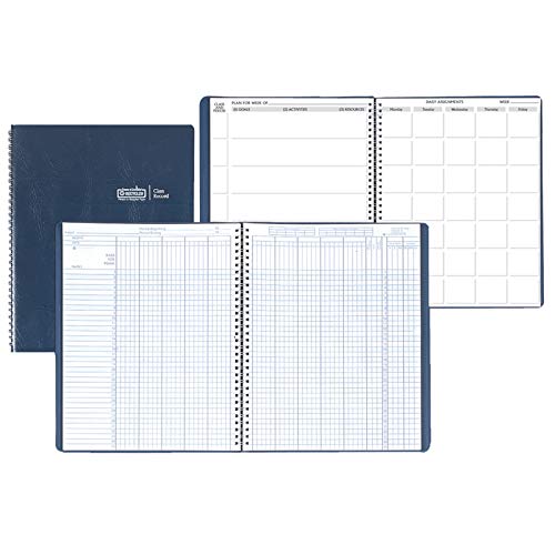 House of Doolittle HOD51607 Combination Lesson Planner & Class Record Book, Acid Free Paper/Leatherette, Blue - Image 1