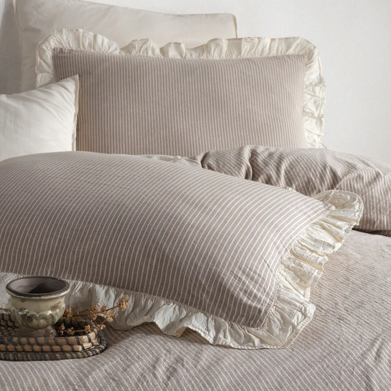 ماكاس هوم Ruffle 100% Cotton Ruffle Yarn Dyed Single Duvet Cover Set 160 x 220