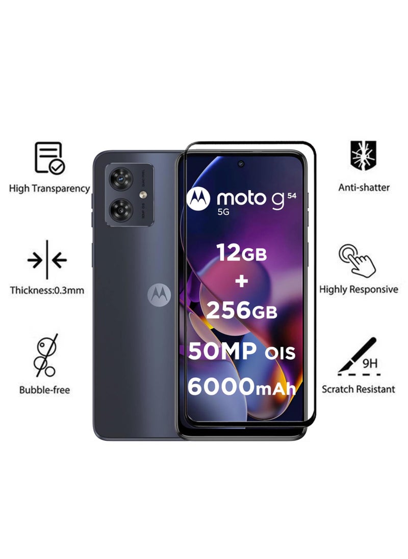 Generic - Tempered Glass Screen Protector For Motorola Moto G54 5G - Black - Image 1