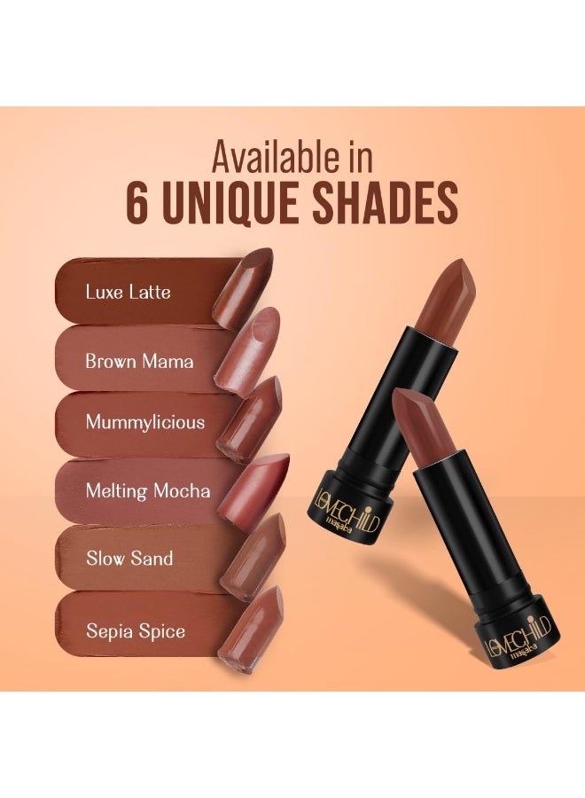 LoveChild Masaba Ultra Matte Reddish Brown Lipstick, Long Lasting Upto 6Hrs, Transfer-Proof, Hydrating & Nourishing Nude Bullet Lipsticks For Women, Sepia Spice, 4.5g - Image 4
