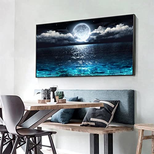 JATOK Large Diamond Painting Kits for Adults (31.5 x 15.7 inch) DIY 5D Sea Moon Full Round Drill Crystal Rhinestone Embroidery Pictures Arts Paint by Number Diamond Art Kits for Home Wall Decor - Image 3