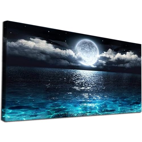 JATOK Large Diamond Painting Kits for Adults (31.5 x 15.7 inch) DIY 5D Sea Moon Full Round Drill Crystal Rhinestone Embroidery Pictures Arts Paint by Number Diamond Art Kits for Home Wall Decor - Image 1