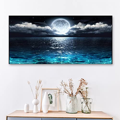 JATOK Large Diamond Painting Kits for Adults (31.5 x 15.7 inch) DIY 5D Sea Moon Full Round Drill Crystal Rhinestone Embroidery Pictures Arts Paint by Number Diamond Art Kits for Home Wall Decor - Image 4