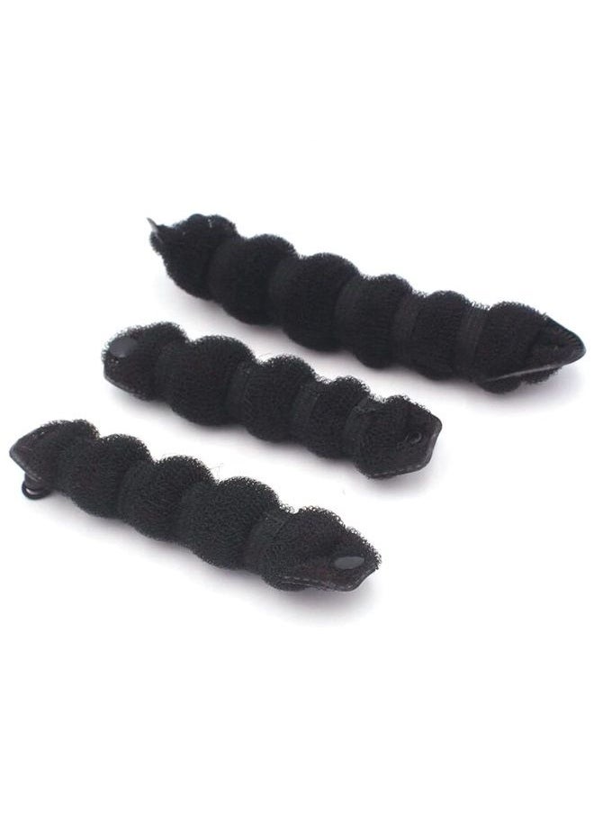 ericotry 3 Pcs Magic Hair Bun Maker Foam Sponge Hair Bun Shaper Donut Bun Maker Hot Hair Donut Bun Ring Styler Maker Reusable Bun Twister Donut Maker Curler Accessories for Wedding Yoga Dancing(Black)  - Image 1