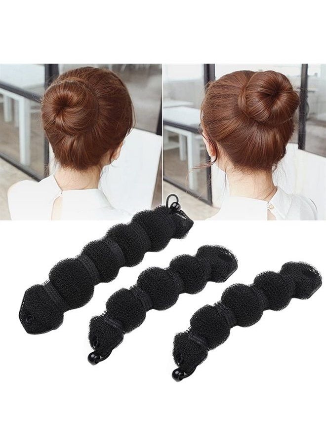 ericotry 3 Pcs Magic Hair Bun Maker Foam Sponge Hair Bun Shaper Donut Bun Maker Hot Hair Donut Bun Ring Styler Maker Reusable Bun Twister Donut Maker Curler Accessories for Wedding Yoga Dancing(Black)  - Image 3