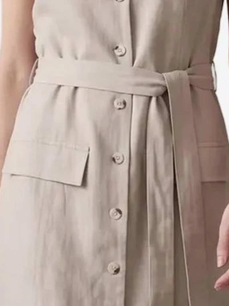 My Fashion Stone Natural MY FASHION Women's Cotton Poplin Midi Shirt Dress for Women | Best Price UAE