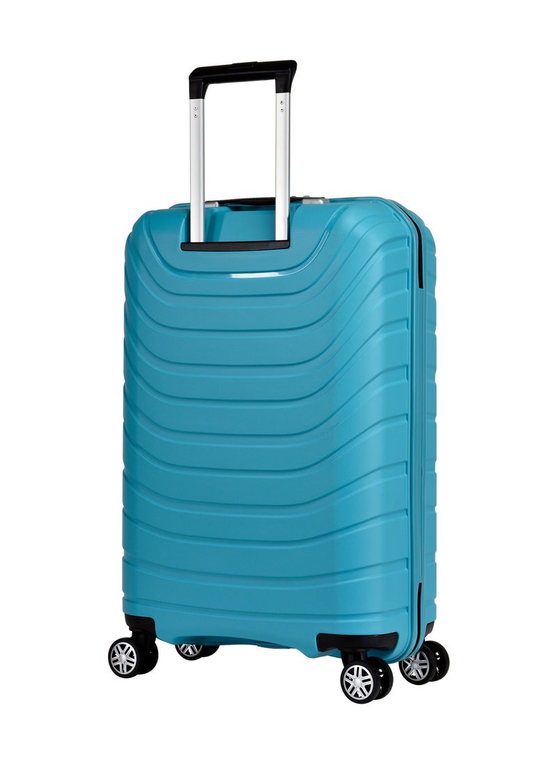 eminent Knight Hard Case Travel Bag Luggage Trolley Polypropylene Lightweight Suitcase 4 Quiet Double Spinner Wheels With Tsa Lock B0011 Light Blue  - Image 2